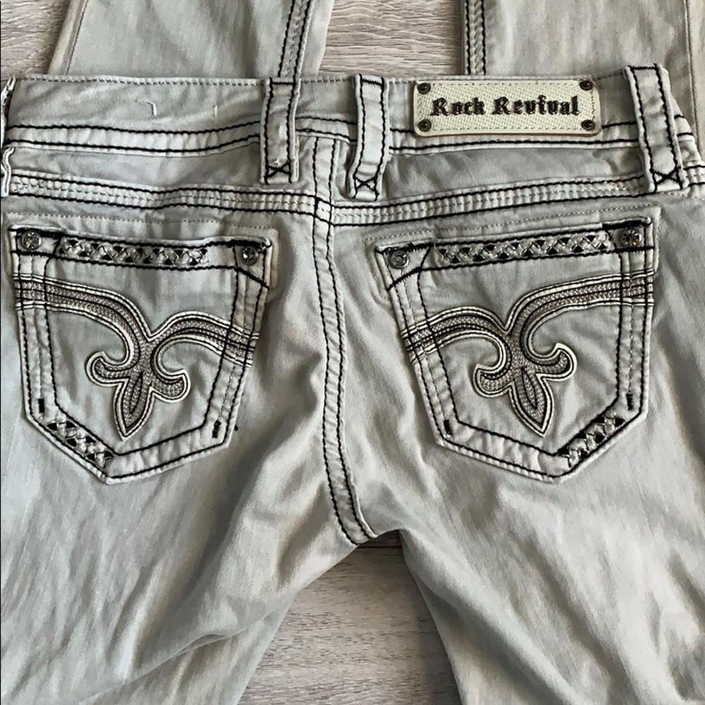 Khaki Rock Revival Skinny Jeans
